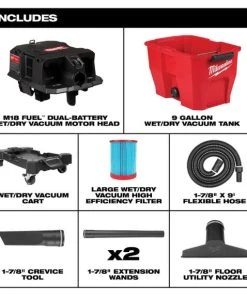 Milwaukee Tools Milwaukee M18 FUEL 9 Gallon Dual-Battery Wet/Dry Vacuum 0920-20 13 Milwaukee Tools Milwaukee M18 FUEL 9 Gallon Dual-Battery Wet/Dry Vacuum 0920-20 -Milwaukee Tool-shop 0920 20 includes