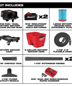 Milwaukee Tools Milwaukee M18 FUEL 9 Gallon Dual-Battery Wet/Dry Vacuum Kit 0920-22HD -Milwaukee Tool-shop 0920 22hd 6