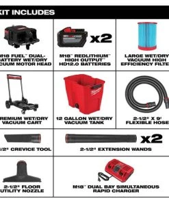 Milwaukee Tools Milwaukee M18 FUEL 12 Gallon Dual-Battery Wet/Dry Vacuum Kit 0930-22HD -Milwaukee Tool-shop 0930 22hd 6
