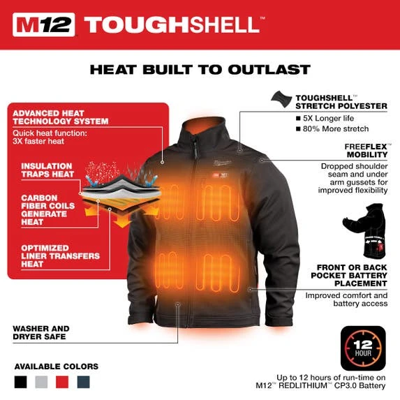 Milwaukee Tools Milwaukee M12 Heated ToughShell Black Jacket Kit 204B-21 12 Milwaukee Tools Milwaukee M12 Heated ToughShell Black Jacket Kit 204B-21 - Image 10