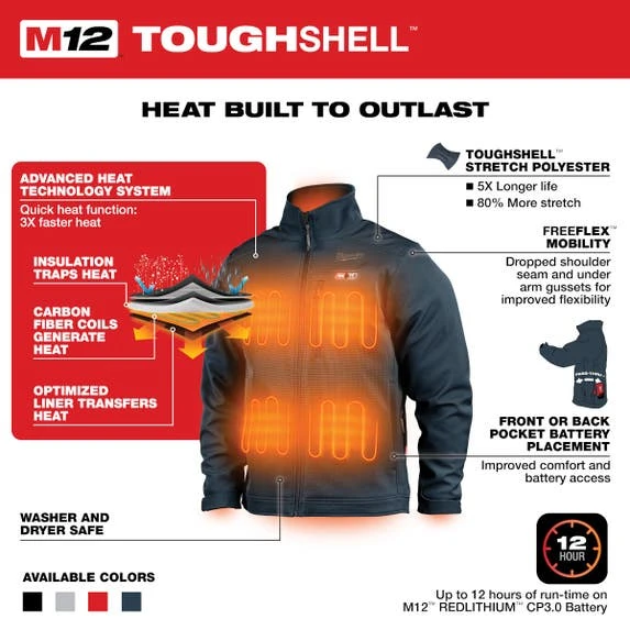 Milwaukee Tools Milwaukee M12 Heated ToughShell Jacket Navy Blue Kit 204BL-21 14 Milwaukee Tools Milwaukee M12 Heated ToughShell Jacket Navy Blue Kit 204BL-21 - Image 12