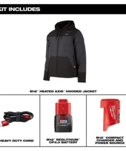 Milwaukee Tools Milwaukee M12 Gray Heat AXIS Hooded Jacket Kit 205G-21 -Milwaukee Tool-shop 205g 21 9