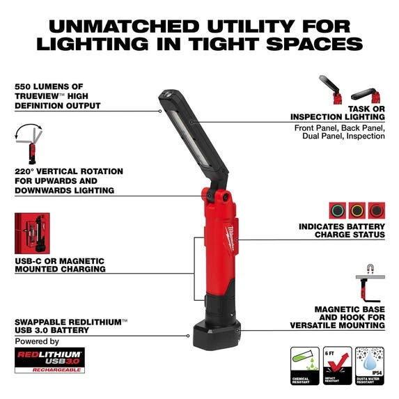 Milwaukee Tools Milwaukee REDLITHIUM USB Stick Light W/ Magnet & Charging Dock 550 Lumens 2128-22 4 Milwaukee Tools Milwaukee REDLITHIUM USB Stick Light W/ Magnet & Charging Dock 550 Lumens 2128-22 - Image 2