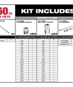 Milwaukee Tools Milwaukee 1/4" & 3/8" Drive 106pc SAE & METRIC Ratchet & Socket Set PACKOUT 48-22-9486 9 Milwaukee Tools Milwaukee 1/4" & 3/8" Drive 106pc SAE & METRIC Ratchet & Socket Set PACKOUT 48-22-9486 -Milwaukee Tool-shop 22893 4 pjo0l5r1oxhsgfqm