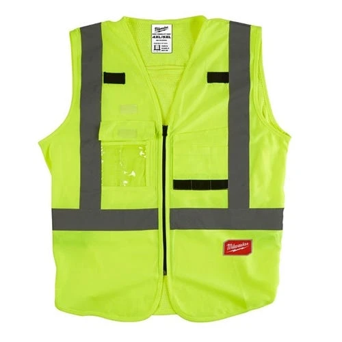 Milwaukee Tools Milwaukee Class 2 High Visibility 10 Pocket Yellow ANSI Safety Vest - Large/XL 48-73-5022 3 Milwaukee Tools Milwaukee Class 2 High Visibility 10 Pocket Yellow ANSI Safety Vest - Large/XL 48-73-5022