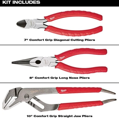Milwaukee Tools Milwaukee 3 Piece Comfort Grip Pliers Kit 48-22-6331 5 Milwaukee Tools Milwaukee 3 Piece Comfort Grip Pliers Kit 48-22-6331 - Image 3