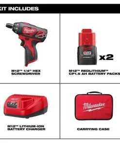 Milwaukee Tools Milwaukee M12 1/4" Hex Screwdriver (1.5Ah) Kit 2401-22 -Milwaukee Tool-shop 2401 22 4