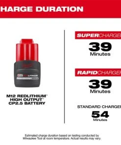 Milwaukee Tools Milwaukee M12 REDLITHIUM HIGH OUTPUT CP2.5 Battery Pack 48-11-2425 -Milwaukee Tool-shop 2425 3 1