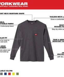 Milwaukee Tools Milwaukee Heavy Duty Long Sleeve Gray Pocket T-Shirt 602G 13 Milwaukee Tools Milwaukee Heavy Duty Long Sleeve Gray Pocket T-Shirt 602G -Milwaukee Tool-shop 24346 2 nshue8amilvxinzg