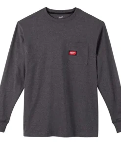 Milwaukee Tools Milwaukee Heavy Duty Long Sleeve Gray Pocket T-Shirt 602G
