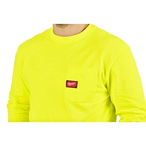 Milwaukee Tools Milwaukee Heavy Duty Long Sleeve High Visibility Pocket T-Shirt 602HV 9 Milwaukee Tools Milwaukee Heavy Duty Long Sleeve High Visibility Pocket T-Shirt 602HV - Image 7