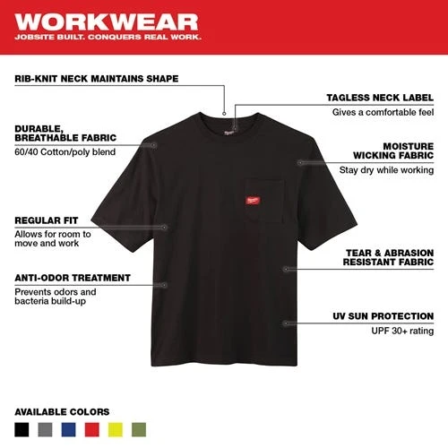 Milwaukee Tools Milwaukee Heavy Duty Short Sleeve Black Pocket T-Shirt 601B 6 Milwaukee Tools Milwaukee Heavy Duty Short Sleeve Black Pocket T-Shirt 601B - Image 4
