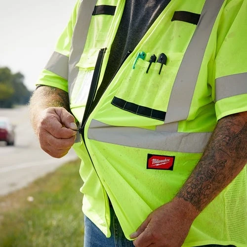 Milwaukee Tools Milwaukee Type R Class 3 High Visibility 10 Pocket Yellow Safety Vest - 2XL/3XL 48-73-5143 7 Milwaukee Tools Milwaukee Type R Class 3 High Visibility 10 Pocket Yellow Safety Vest - 2XL/3XL 48-73-5143 - Image 5