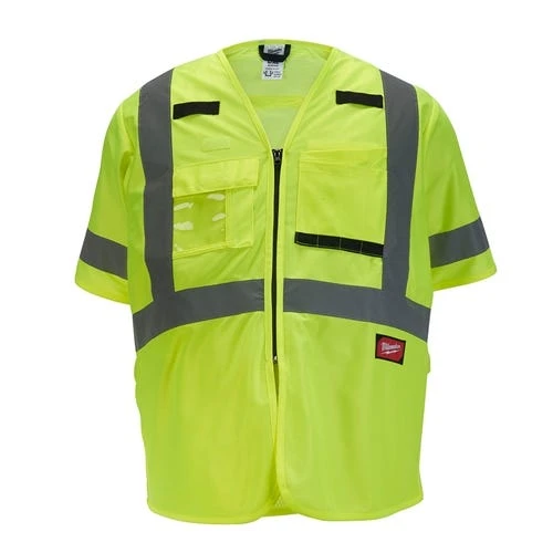 Milwaukee Tools Milwaukee Type R Class 3 High Visibility 10 Pocket Yellow Safety Vest - 48-73-5141 3 Milwaukee Tools Milwaukee Type R Class 3 High Visibility 10 Pocket Yellow Safety Vest - 48-73-5141