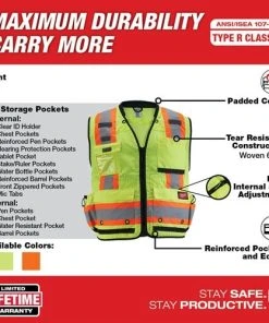 Milwaukee Tools Milwaukee Type R Class 2 Surveyor's High Visibility 27 Pocket Yellow Safety Vest - 2XL/3XL 48-73-5163 -Milwaukee Tool-shop 24548 3 o2uu81htgzhxir9u 2