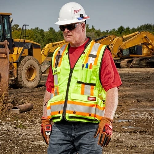 Milwaukee Tools Milwaukee Type R Class 2 Surveyor's High Visibility 27 Pocket Yellow Safety Vest - 48-73-5161 9 Milwaukee Tools Milwaukee Type R Class 2 Surveyor's High Visibility 27 Pocket Yellow Safety Vest - 48-73-5161 - Image 7