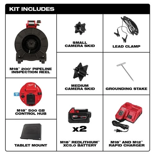 Milwaukee Tools Milwaukee M18 200' Pipeline Inspection System Kit 2974-22 9 Milwaukee Tools Milwaukee M18 200' Pipeline Inspection System Kit 2974-22 - Image 7