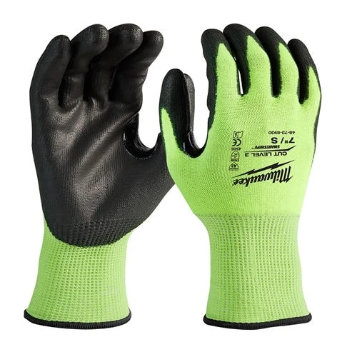 Milwaukee Tools Milwaukee High-Visibility Cut Level 3 Polyurethane Dipped Gloves - Small 48-73-8930 4 Milwaukee Tools Milwaukee High-Visibility Cut Level 3 Polyurethane Dipped Gloves - Small 48-73-8930 - Image 2