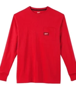 Milwaukee Tools Milwaukee Heavy Duty Long Sleeve Red Pocket T-Shirt 602R