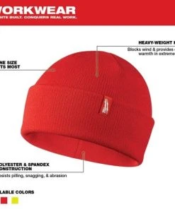 Milwaukee Tools Milwaukee One Size Cuffed Beanie - Red 503R -Milwaukee Tool-shop 24637 4 hazowabzcnctdmnh