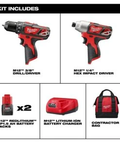 Milwaukee Tools Milwaukee M12 Cordless 2-Tool Drill/Impact Combo Kit 2494-22 9 Milwaukee Tools Milwaukee M12 Cordless 2-Tool Drill/Impact Combo Kit 2494-22 -Milwaukee Tool-shop 2494 22 4