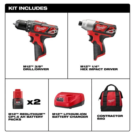 Milwaukee Tools Milwaukee M12 Cordless 2-Tool Drill/Impact Combo Kit 2494-22 6 Milwaukee Tools Milwaukee M12 Cordless 2-Tool Drill/Impact Combo Kit 2494-22 - Image 4