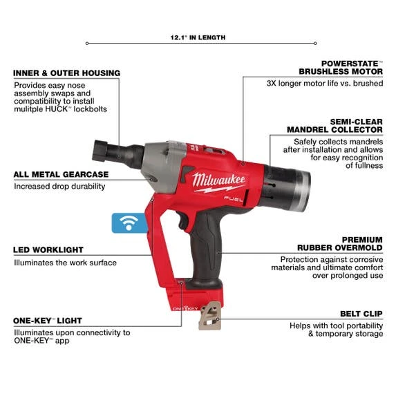 Milwaukee Tools Milwaukee M18 FUEL 1/4" Lockbolt Tool W/ ONE-KEY (Bare Tool) 2661-20 6 Milwaukee Tools Milwaukee M18 FUEL 1/4" Lockbolt Tool W/ ONE-KEY (Bare Tool) 2661-20 - Image 4