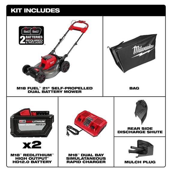 Milwaukee Tools Milwaukee M18 FUEL 21" Self-Propelled Dual Battery Mower Kit 2823-22HD 7 Milwaukee Tools Milwaukee M18 FUEL 21" Self-Propelled Dual Battery Mower Kit 2823-22HD - Image 5