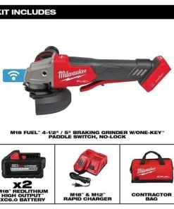 Milwaukee Tools Milwaukee M18 FUEL 5" Braking Grinder Paddle Switch W/ One-Key, No Lock (6.0Ah) Kit 2882-22 9 Milwaukee Tools Milwaukee M18 FUEL 5" Braking Grinder Paddle Switch W/ One-Key, No Lock (6.0Ah) Kit 2882-22 -Milwaukee Tool-shop 2882 22 2