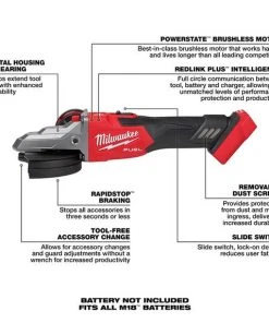 Milwaukee Tools Milwaukee M18 FUEL 5" Flathead Braking Grinder W/ Slide Switch, Lock-On (Tool Only) 2887-20 12 Milwaukee Tools Milwaukee M18 FUEL 5" Flathead Braking Grinder W/ Slide Switch, Lock-On (Tool Only) 2887-20 -Milwaukee Tool-shop 2887 20 4