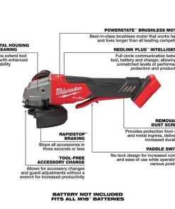 Milwaukee Tools Milwaukee M18 FUEL 4-1/2" / 5" Variable Speed Braking Grinder W/ Paddle Switch, No-Lock (Tool Only) 2888-20 -Milwaukee Tool-shop 2888 20 4
