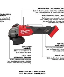 Milwaukee Tools Milwaukee M18 FUEL 4-1/2" / 5" Variable Speed Braking Grinder W/ Slide Switch, Lock-On (Tool Only) 2889-20 -Milwaukee Tool-shop 2889 20 4