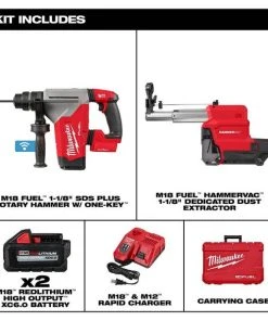 Milwaukee Tools Milwaukee M18 FUEL 1-1/8" SDS Plus Rotary Hammer W/ ONE-KEY & HAMMERVAC Dedicated Dust Extractor XC6.0Ah Kit 2915-22DE -Milwaukee Tool-shop 2915 22de 3 x8mcfojnm2yeel7c