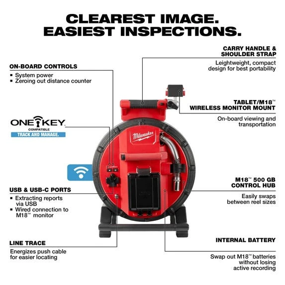 Milwaukee Tools Milwaukee 100’ Flexible Pipeline Inspection Reel 2972-20 4 Milwaukee Tools Milwaukee 100’ Flexible Pipeline Inspection Reel 2972-20 - Image 2