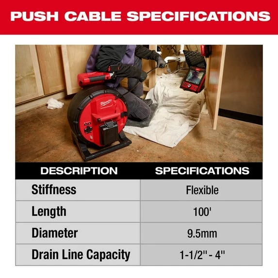 Milwaukee Tools Milwaukee 100’ Flexible Pipeline Inspection Reel 2972-20 5 Milwaukee Tools Milwaukee 100’ Flexible Pipeline Inspection Reel 2972-20 - Image 3