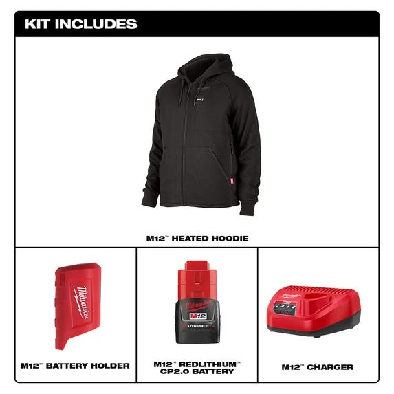 Milwaukee Tools Milwaukee M12 Black Heated Hoodie Kit 306B-21 10 Milwaukee Tools Milwaukee M12 Black Heated Hoodie Kit 306B-21 - Image 8