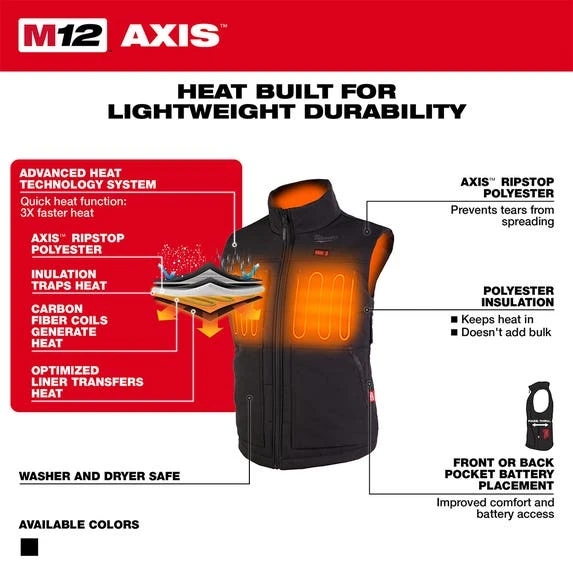 Milwaukee Tools Milwaukee M12 Women's Heated Black AXIS Vest 334B-20 6 Milwaukee Tools Milwaukee M12 Women's Heated Black AXIS Vest 334B-20 - Image 4