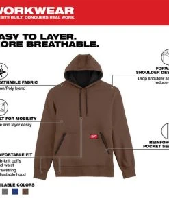 Milwaukee Tools Milwaukee Midweight Pullover Hoodie - Brown 351BR -Milwaukee Tool-shop 351br 4