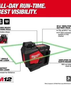 Milwaukee Tools Milwaukee M12 Green 360° Single Plane Laser Kit 3631-21 -Milwaukee Tool-shop 3631 20 3 1