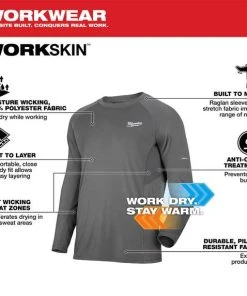 Milwaukee Tools Milwaukee Workskin Midweight Gray Base Layer - 402G -Milwaukee Tool-shop 402g 5 eedi0na7hacsjlwt