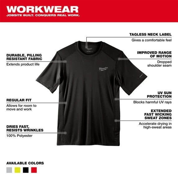 Milwaukee Tools Milwaukee WORKSKIN Lightweight Short Sleeve Performance Shirt - Black 414B 4 Milwaukee Tools Milwaukee WORKSKIN Lightweight Short Sleeve Performance Shirt - Black 414B - Image 2