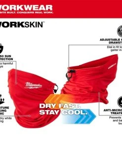 Milwaukee Tools Milwaukee WORKSKIN Performance Neck Gaiter - Red 424R -Milwaukee Tool-shop 424r 5 f1mjbfp4zzzecmnd