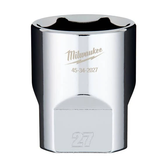 Milwaukee Tools Milwaukee 1/2" Drive 27mm Standard 6-Point Chrome Socket 45-34-2027 3 Milwaukee Tools Milwaukee 1/2" Drive 27mm Standard 6-Point Chrome Socket 45-34-2027