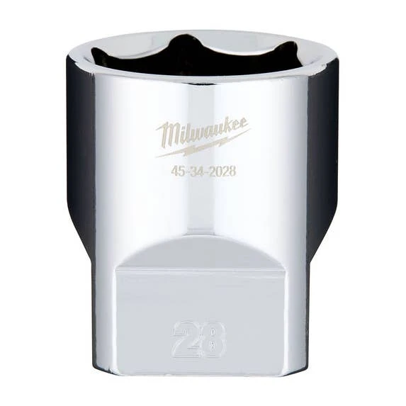 Milwaukee Tools Milwaukee 1/2" Drive 28mm Standard 6-Point Chrome Socket 45-34-2028 3 Milwaukee Tools Milwaukee 1/2" Drive 28mm Standard 6-Point Chrome Socket 45-34-2028