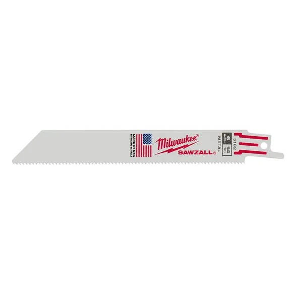 Milwaukee Tools Milwaukee 6" 14 TPI Thin Kerf SAWZALL Blades (5 Pack) 48-00-5182 3 Milwaukee Tools Milwaukee 6" 14 TPI Thin Kerf SAWZALL Blades (5 Pack) 48-00-5182