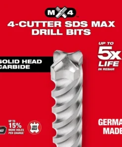 Milwaukee Tools Milwaukee MX4 1-1/2" X 24" X 29" 4-Cutter SDS-MAX Rotary Hammer Drill Bit 48-20-3985 -Milwaukee Tool-shop 48 20 3920 3 8