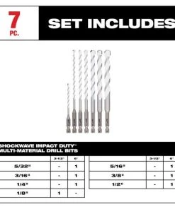 Milwaukee Tools Milwaukee 7pc. SHOCKWAVE Impact Duty Carbide Multi-Material Drill Bit Kit For PACKOUT 48-20-8899 -Milwaukee Tool-shop 48 20 8899 setincludes