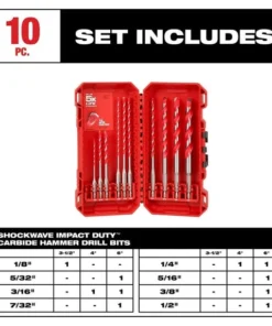 Milwaukee Tools Milwaukee 10pc. SHOCKWAVE Impact Duty Carbide Hammer Drill Bit Kit For PACKOUT 48-20-9058 -Milwaukee Tool-shop 48 20 9058 2