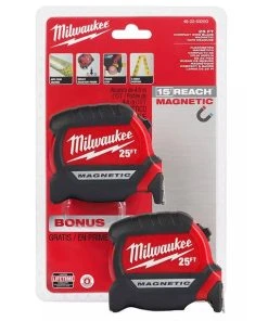 Milwaukee Tools Milwaukee 25' Compact Wide Blade Magnetic Tape Measure (2 Pack) 48-22-0325G