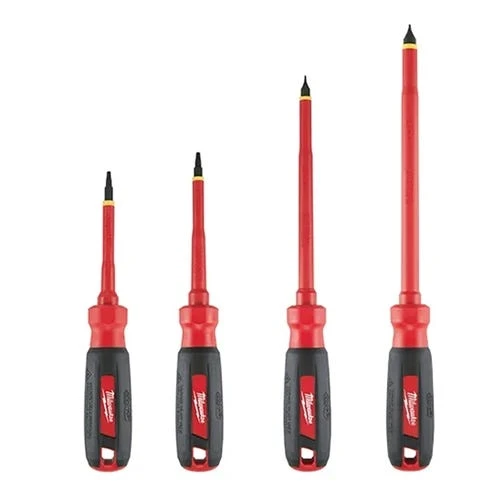 Milwaukee Tools Milwaukee 4 Piece 1000V Insulated Screwdriver Set W/ Square Recess 48-22-2205 3 Milwaukee Tools Milwaukee 4 Piece 1000V Insulated Screwdriver Set W/ Square Recess 48-22-2205